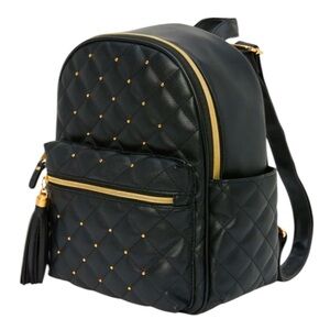 NWT Icing Black Quilted Backpack with Gold Stud Details